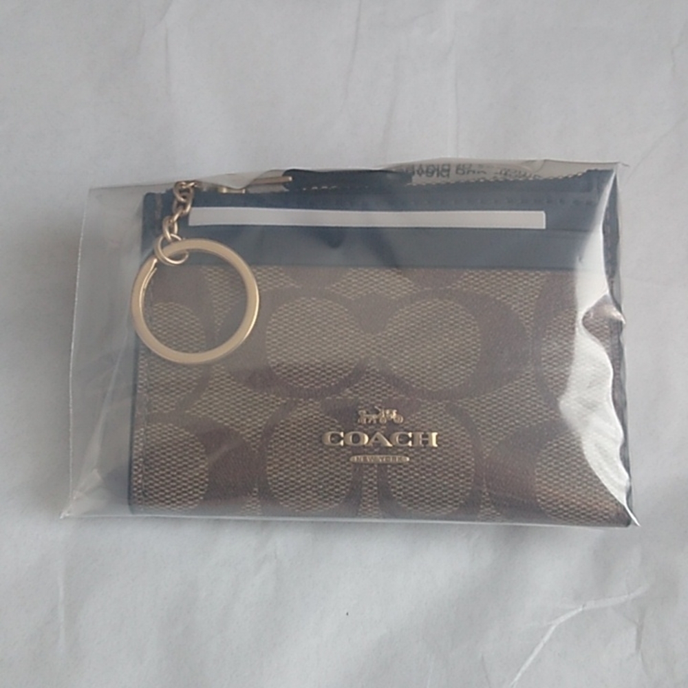 Coach 88208 Mini Skinny ID Case in Signature Canvas, IM/Khaki Midnight - Picture 6 of 6